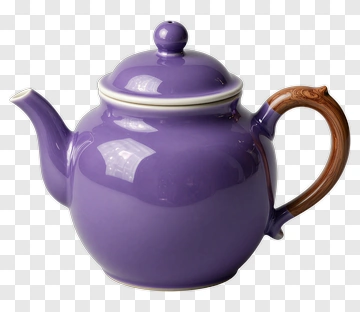 Purple Teapot With Wooden Handle PNG