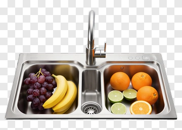 Stainless Steel Sink With Fresh Fruits PNG