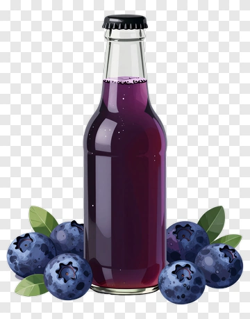 Blueberry Juice Bottle With Blueberries PNG