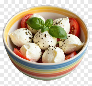 Bowl Of Mozzarella Cheese And Tomatoes PNG