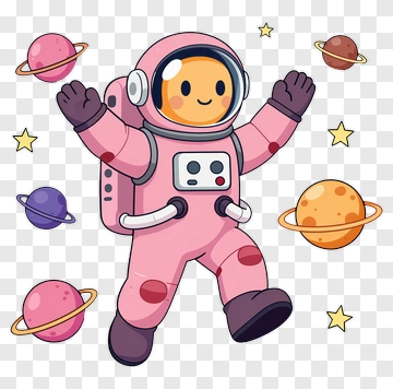 Cartoon Astronaut Floating In Space PNG