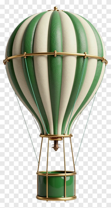 Green And White Hot Air Balloon PNG