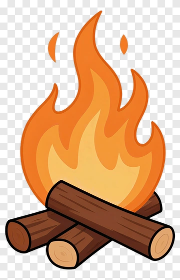 Cartoon Campfire With Flames PNG