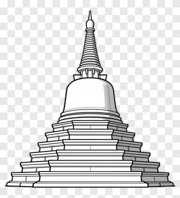 Outlined Stupa Structure PNG