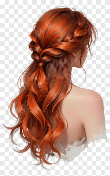 Long Red Hair With Braids PNG