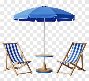Beach Umbrella With Two Chairs PNG