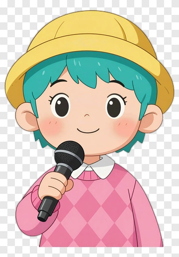 Cartoon Child Holding A Microphone PNG