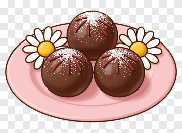 Chocolate Truffles On A Pink Plate PNG