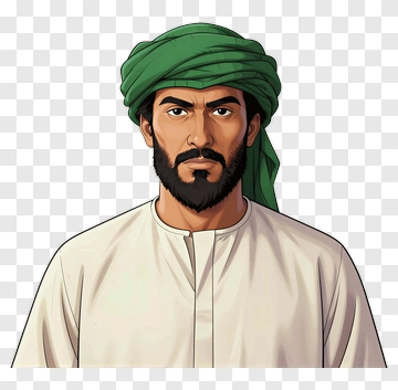 Cartoon Man Wearing Green Headscarf PNG