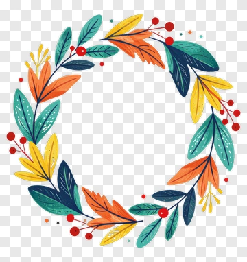Colorful Floral Wreath PNG
