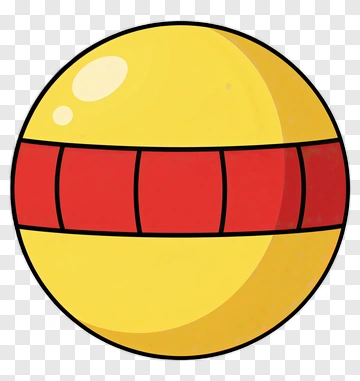 Cartoon Yellow Ball With Red Stripe PNG
