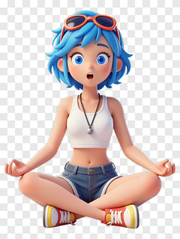 Cartoon Girl Meditating PNG