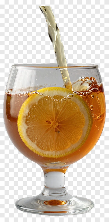 Glass Of Iced Tea With Lemon Slice PNG