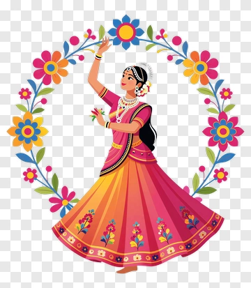 Colorful Indian Dancer In Traditional Attire PNG