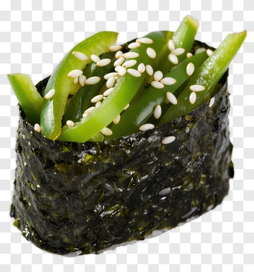 Vegetable Sushi Roll With Green Peppers And Sesame Seeds PNG