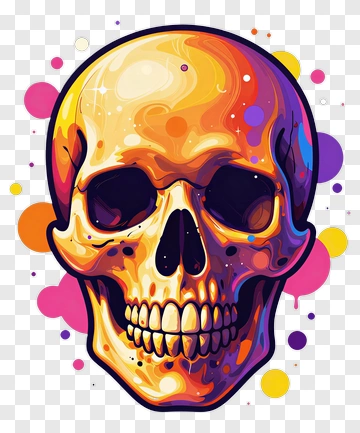 Colorful Skull Illustration PNG