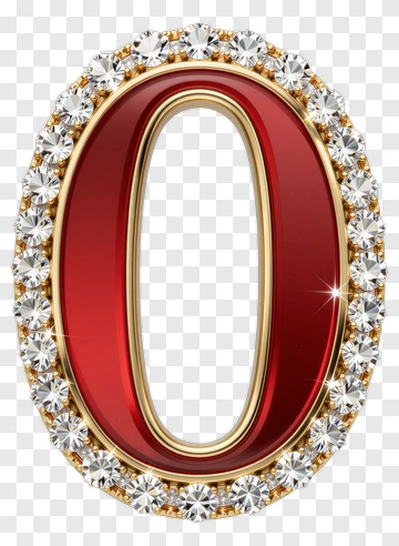 Red Number Zero Surrounded By Diamonds PNG