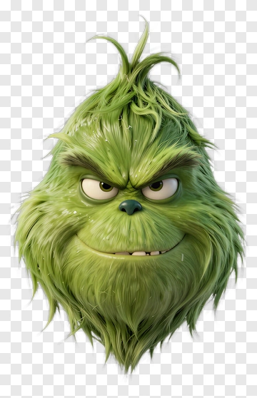 3D Grinch Character Face PNG