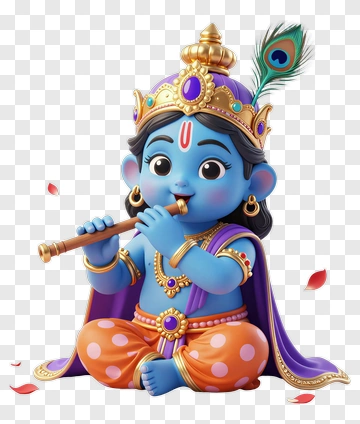 Cartoon Krishna Playing Flute PNG