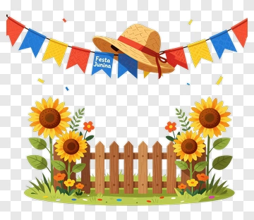 Festa Junina Celebration With Sunflowers And Bunting PNG