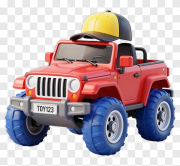 Toy Red Jeep With Yellow Cap PNG