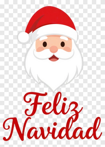 Cartoon Santa Claus With Feliz Navidad Text PNG