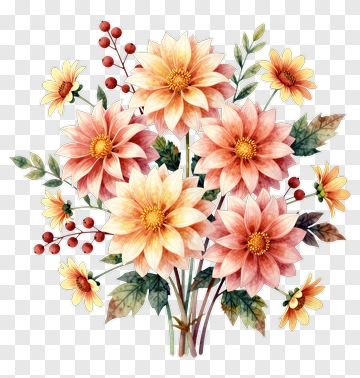 Watercolor Flower Bouquet PNG