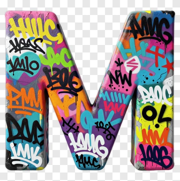 Colorful Graffiti Letter M PNG