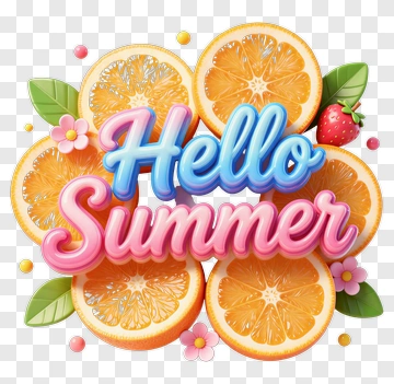 Hello Summer With Orange Slices And Flowers PNG