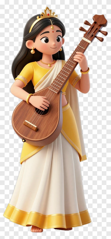 Cartoon Girl Playing A Musical Instrument PNG