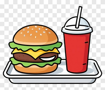 Fast Food Burger And Drink PNG