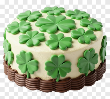 St. Patrick's Day Cake With Green Shamrocks PNG