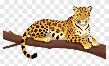 Cartoon Leopard Sitting On A Branch PNG