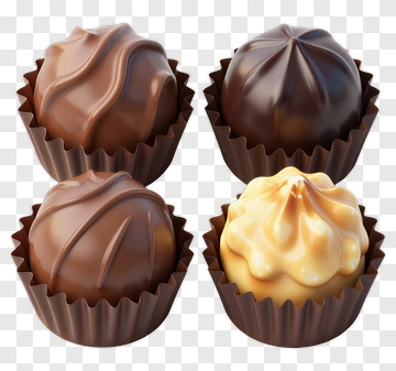 Chocolate Truffles In Brown Cups PNG