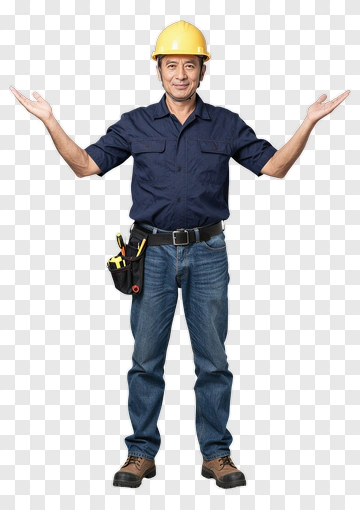 Construction Worker Gesturing With Open Arms PNG