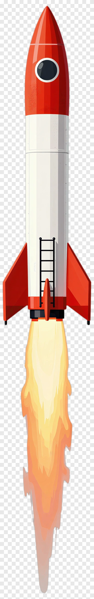 Rocket Launching With Flames PNG