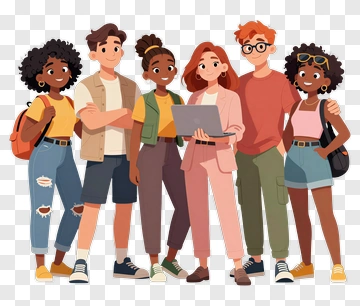 Diverse Group Of Friends Holding A Laptop PNG