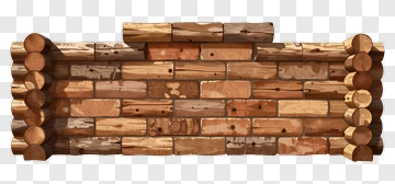 Wooden Log Wall PNG