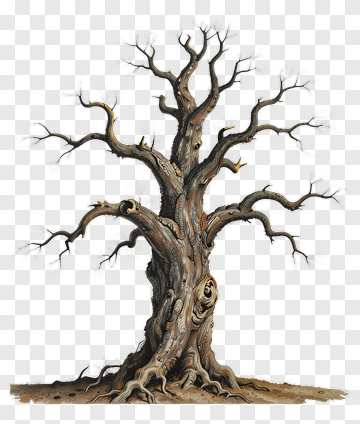Detailed Tree With Twisted Branches PNG