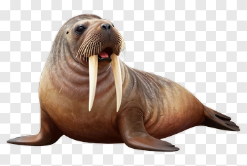 Realistic Walrus With Prominent Tusks PNG