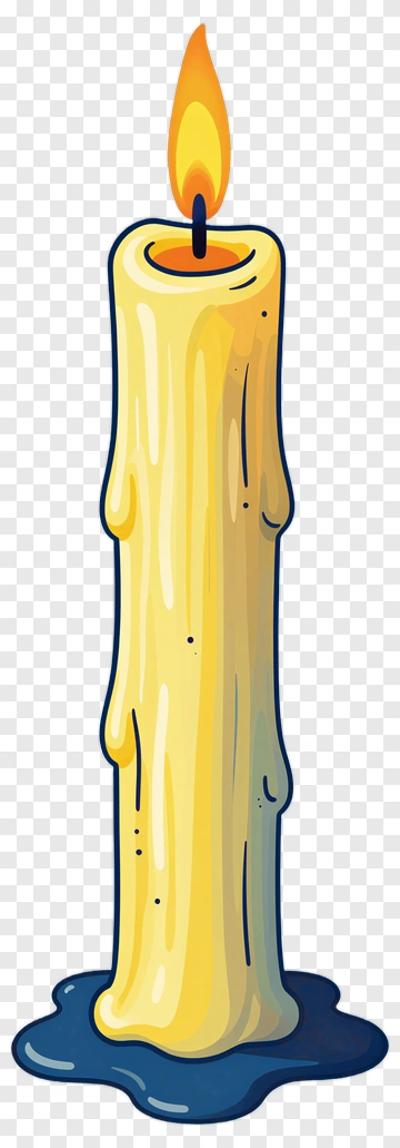 Cartoon Candle With Flame PNG