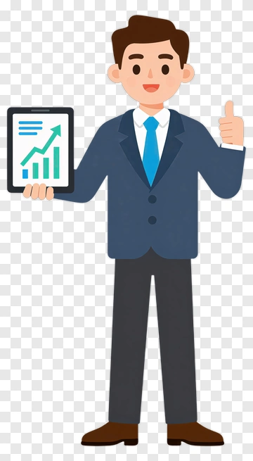 Businessman Holding A Tablet With Growth Chart PNG