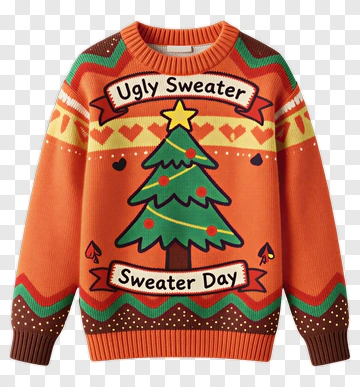 Ugly Christmas Sweater With Tree Design PNG