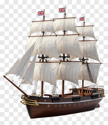 3D Sailing Ship With British Flags PNG