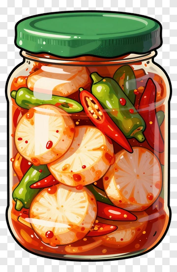 Colorful Pickled Vegetables In A Jar PNG
