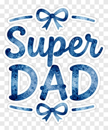 Super Dad Design With Blue Watercolor Style PNG