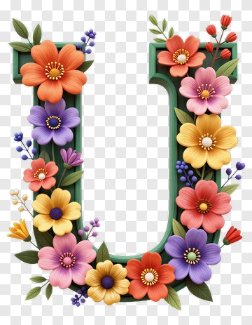 Floral Letter U Decoration PNG
