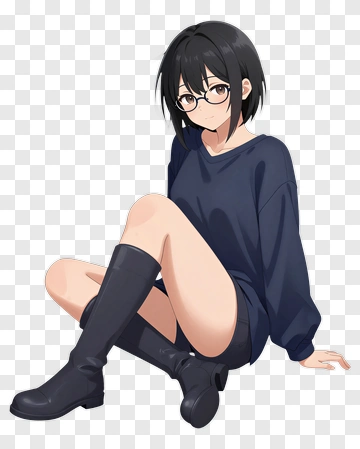Anime Character Sitting In Casual Attire PNG
