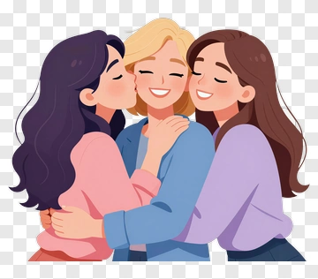 Happy Friends Embracing Each Other PNG