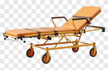 Medical Stretcher With Orange Cushion PNG